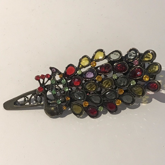 vintage hair clip (peacock pattern) - Picture 3 of 3
